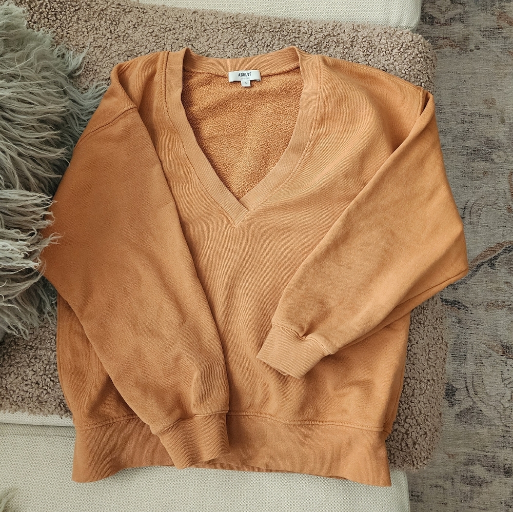 Agolde V Neck Balloon Sleeved Sweatshirt